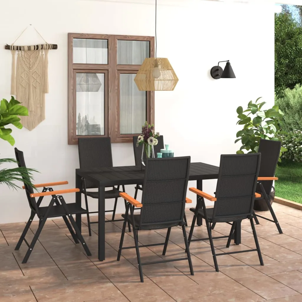 vidaXL Set da Pranzo da Giardino 7 pz Nero e Marrone