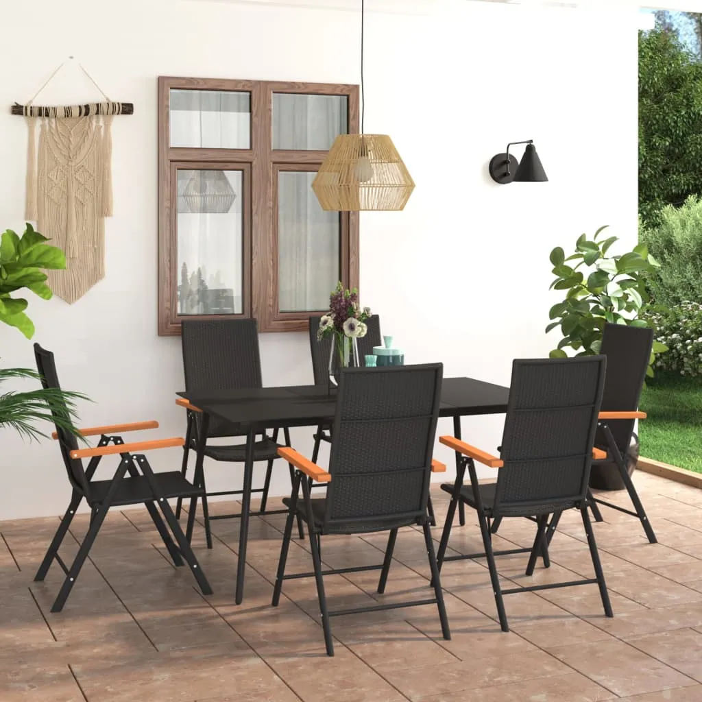 vidaXL Set da Pranzo da Giardino 7 pz Nero e Marrone