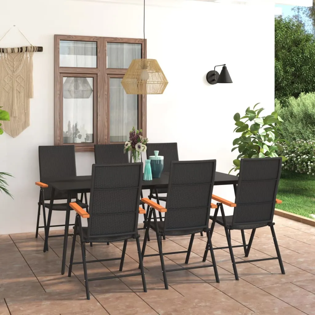 vidaXL Set da Pranzo da Giardino 7 pz Nero e Marrone