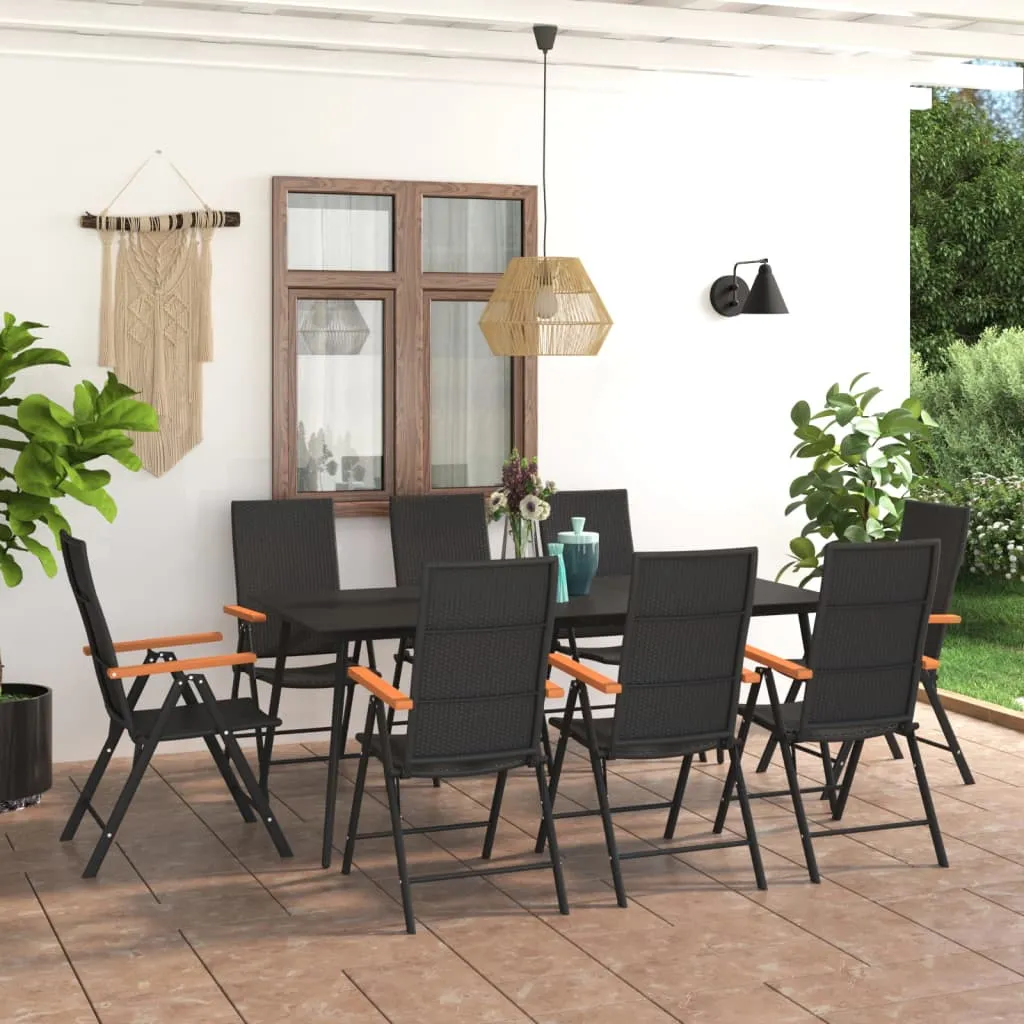 vidaXL Set da Pranzo da Giardino 9 pz Nero e Marrone