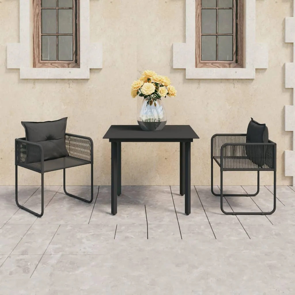 vidaXL Set da Pranzo da Giardino 3 pz in Rattan PVC Nero