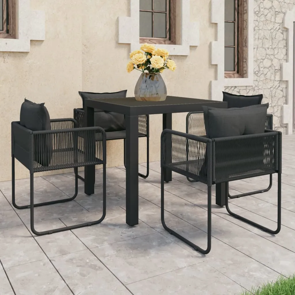 vidaXL Set da Pranzo da Giardino 5 pz in Rattan PVC Nero