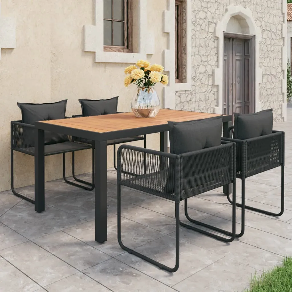 vidaXL Set da Pranzo da Giardino 5 pz in Rattan PVC Nero e Marrone