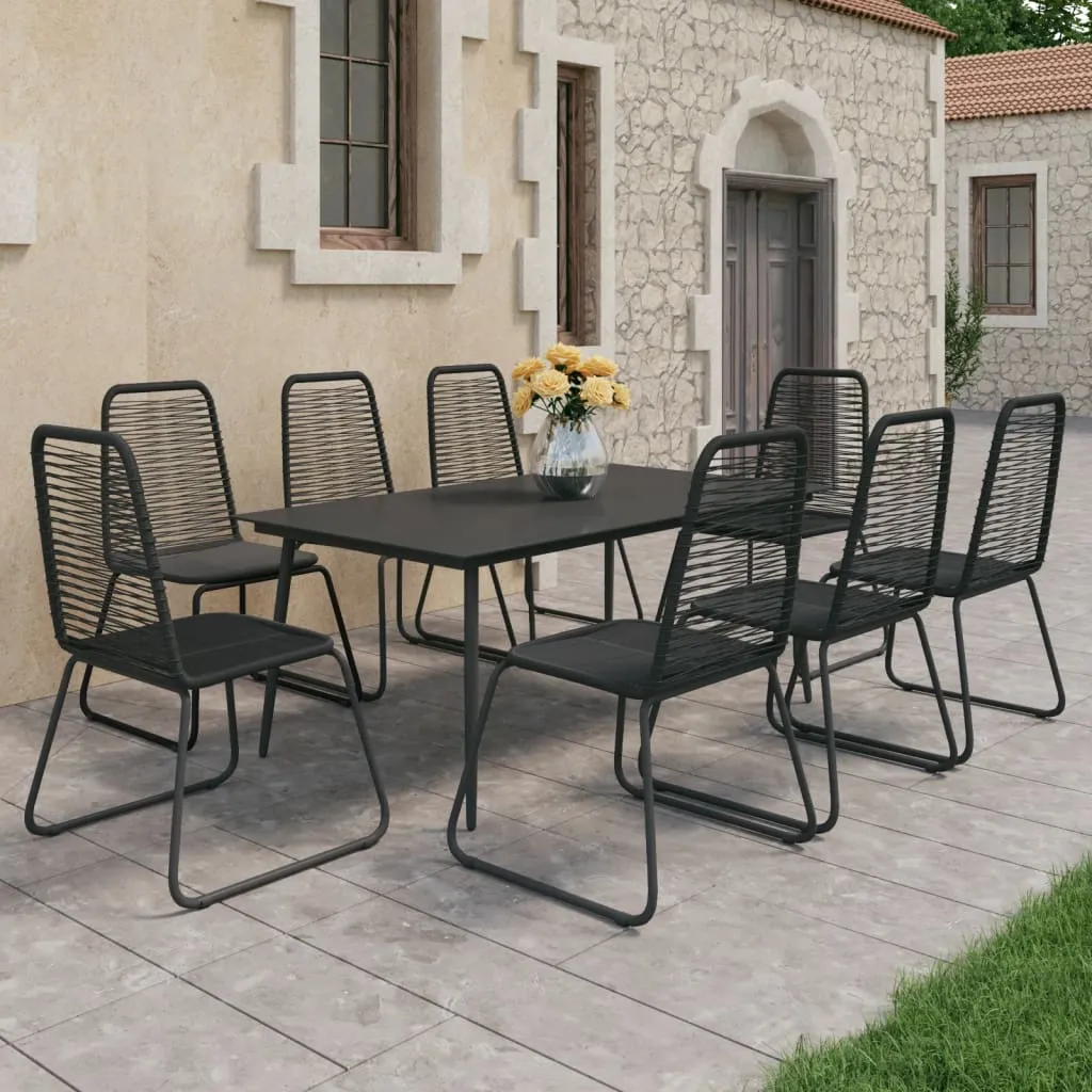 vidaXL Set da Pranzo da Giardino 9 pz in Rattan PVC Nero