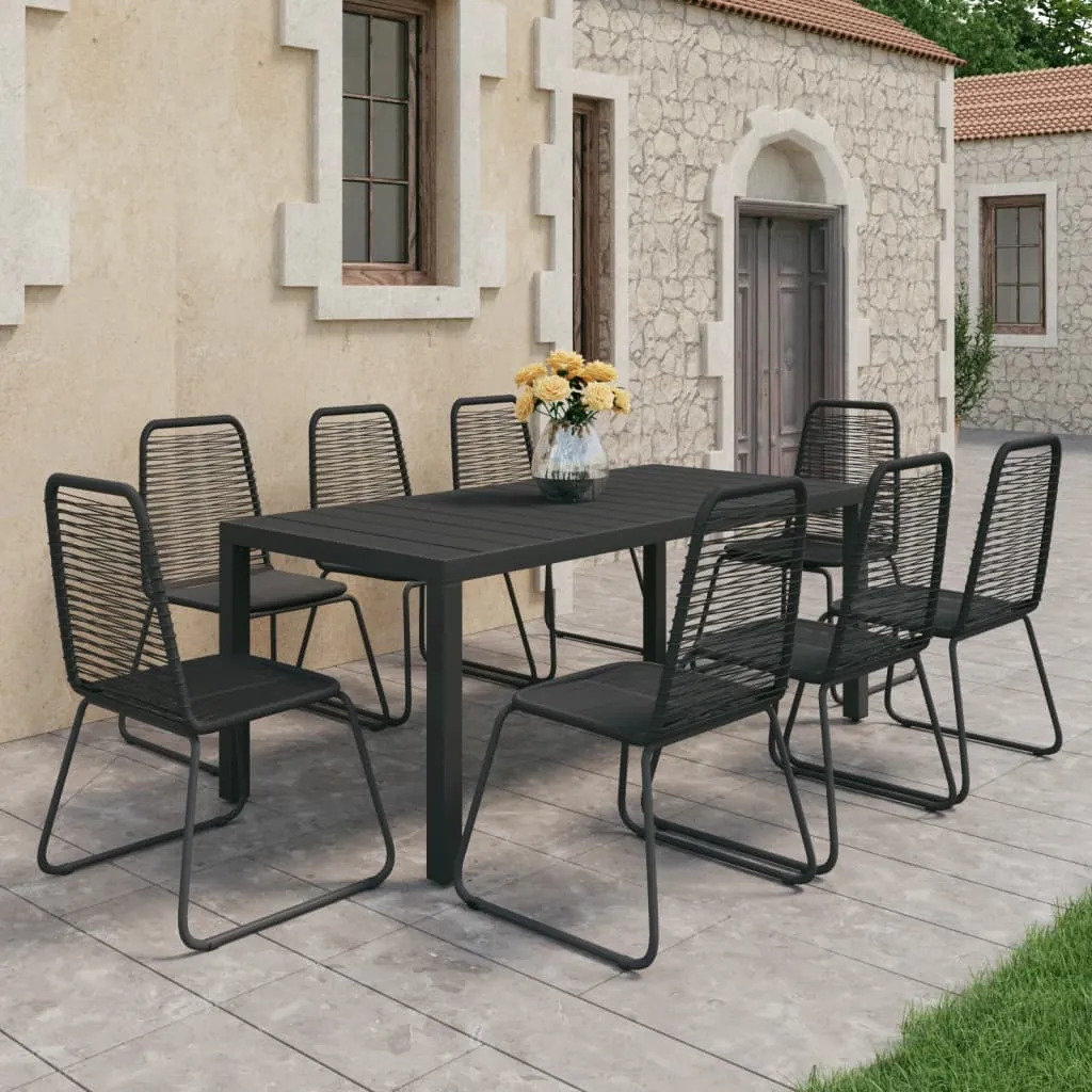 vidaXL Set da Pranzo da Giardino 9 pz in Rattan PVC Nero