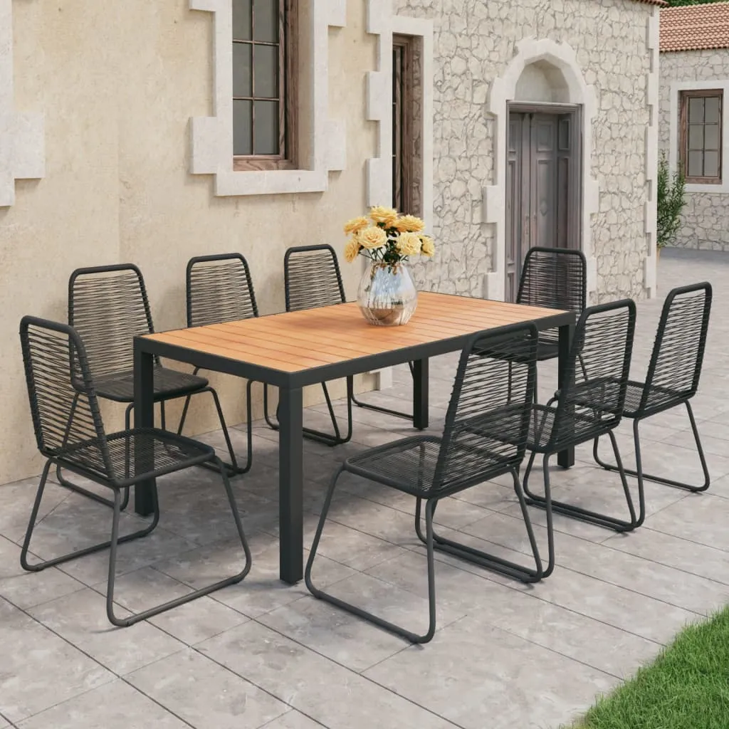 vidaXL Set da Pranzo da Giardino 9 pz in Rattan PVC Nero e Marrone