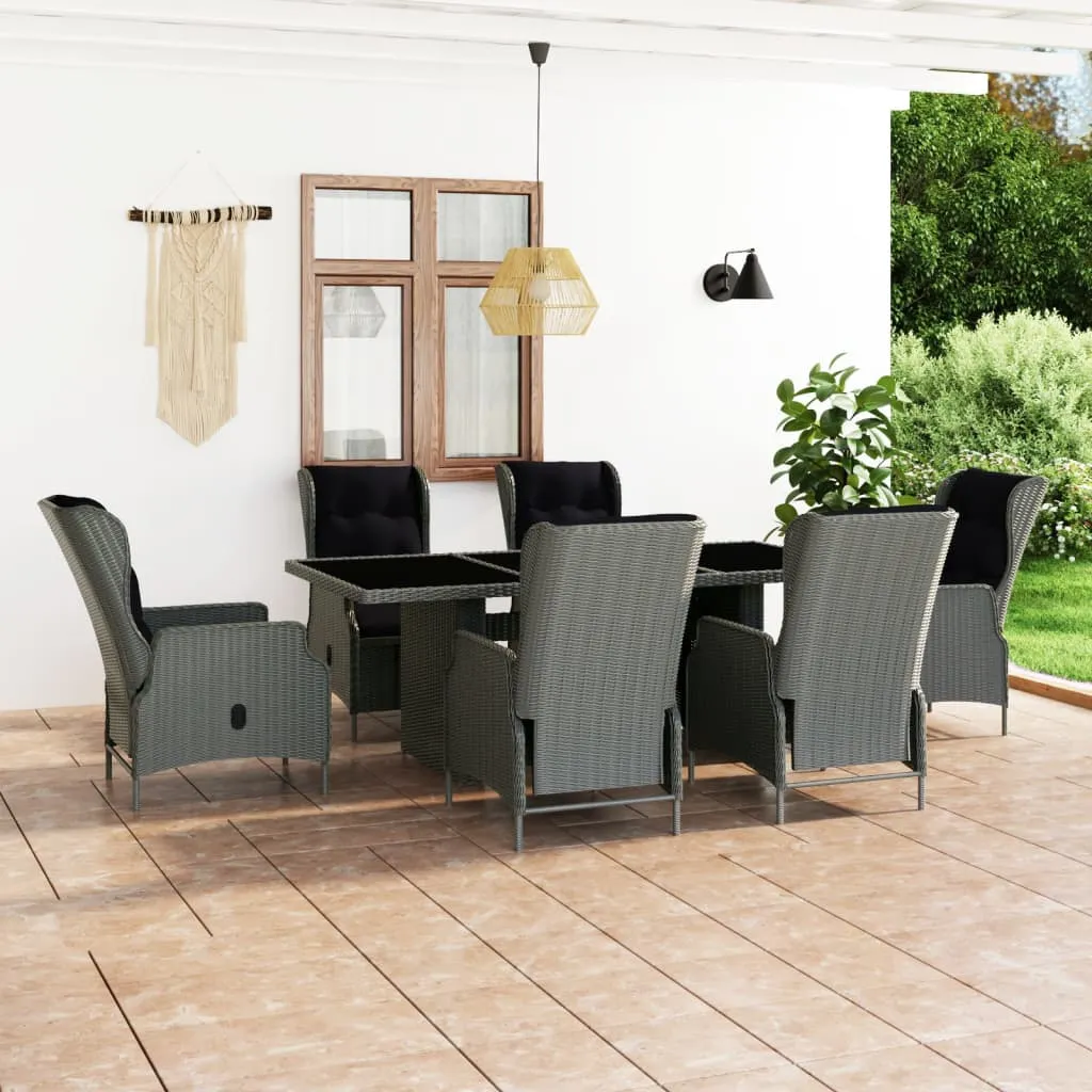 vidaXL Set Pranzo da Giardino 7pz con Cuscini Polyrattan Grigio Chiaro