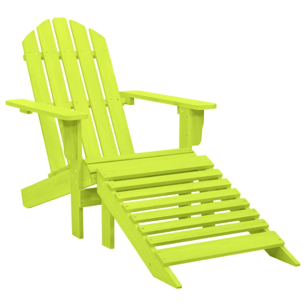 vidaXL Sedia Giardino Adirondack con Ottomana Massello di Abete Verde