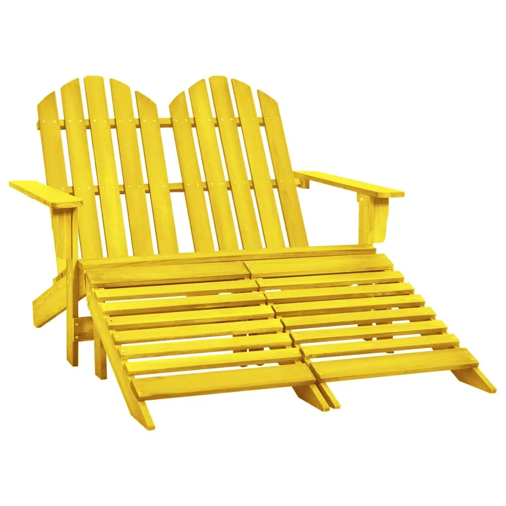 vidaXL Sedia 2 Posti Adirondack con Ottomana in Abete Massello Giallo