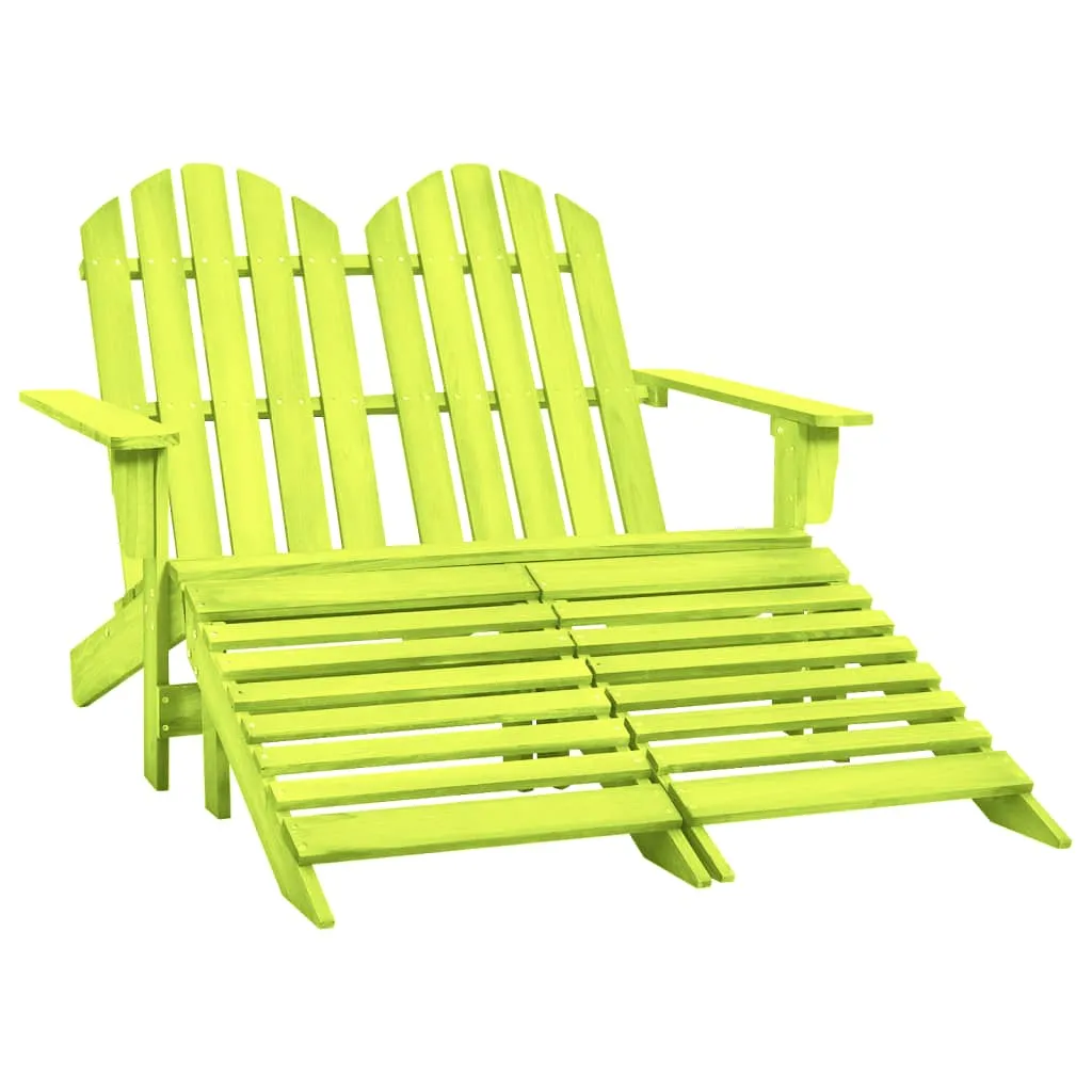 vidaXL Sedia 2 Posti Adirondack con Ottomana in Abete Massello Verde