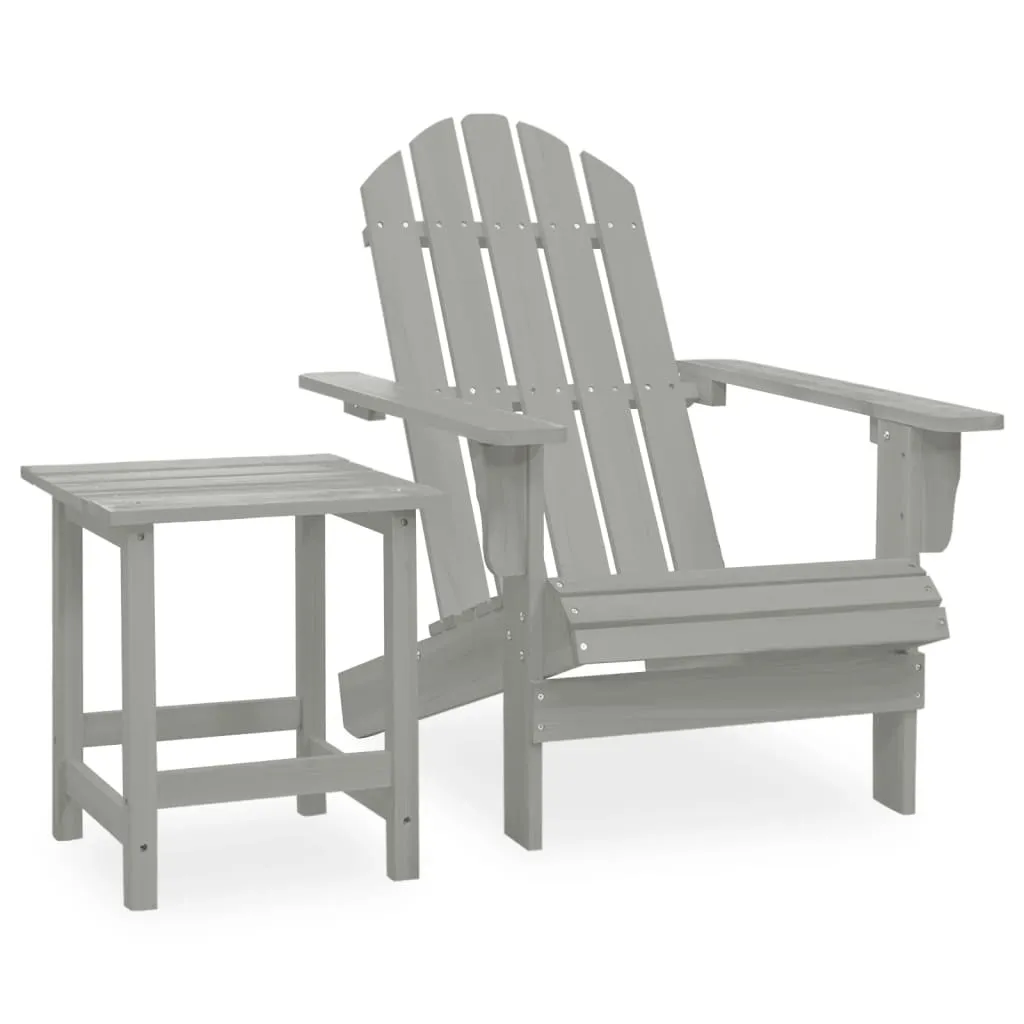 vidaXL Sedia da Giardino Adirondack con Tavolino Legno Abete Grigio