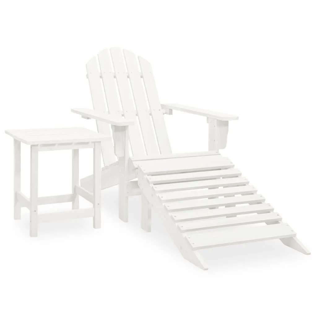 vidaXL Sedia Adirondack con Ottomana e Tavolo in Abete Massello Bianco