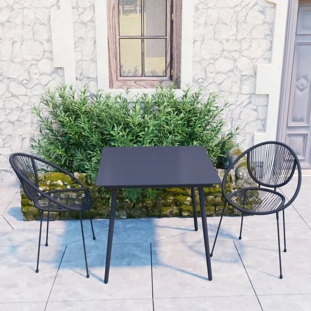 vidaXL Set da Pranzo da Giardino 3 pz in Rattan PVC Nero