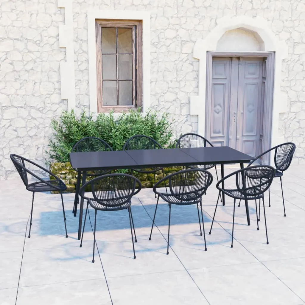 vidaXL Set da Pranzo da Giardino 9 pz in Rattan PVC Nero