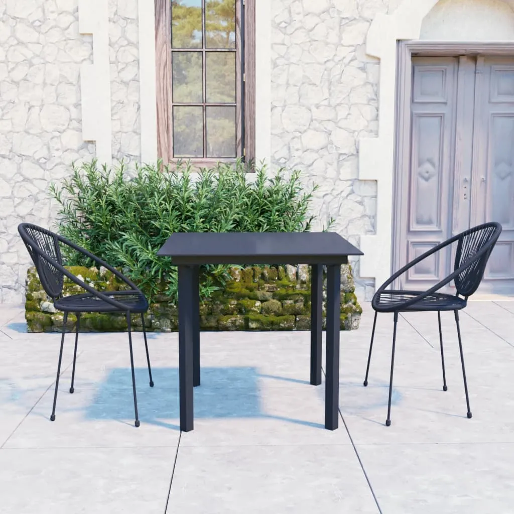 vidaXL Set da Pranzo da Giardino 3 pz in Rattan PVC Nero