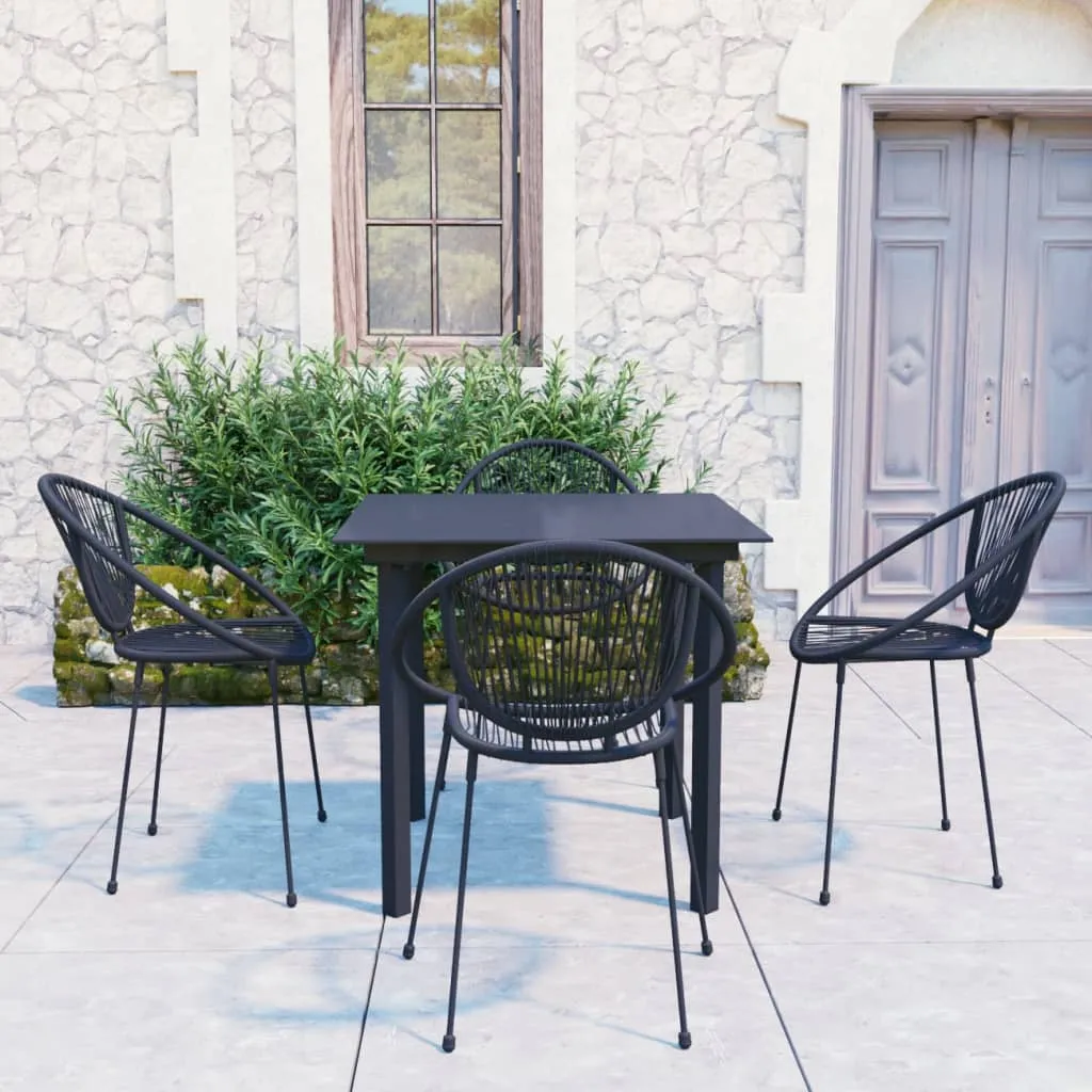 vidaXL Set da Pranzo da Giardino 5 pz in Rattan PVC Nero