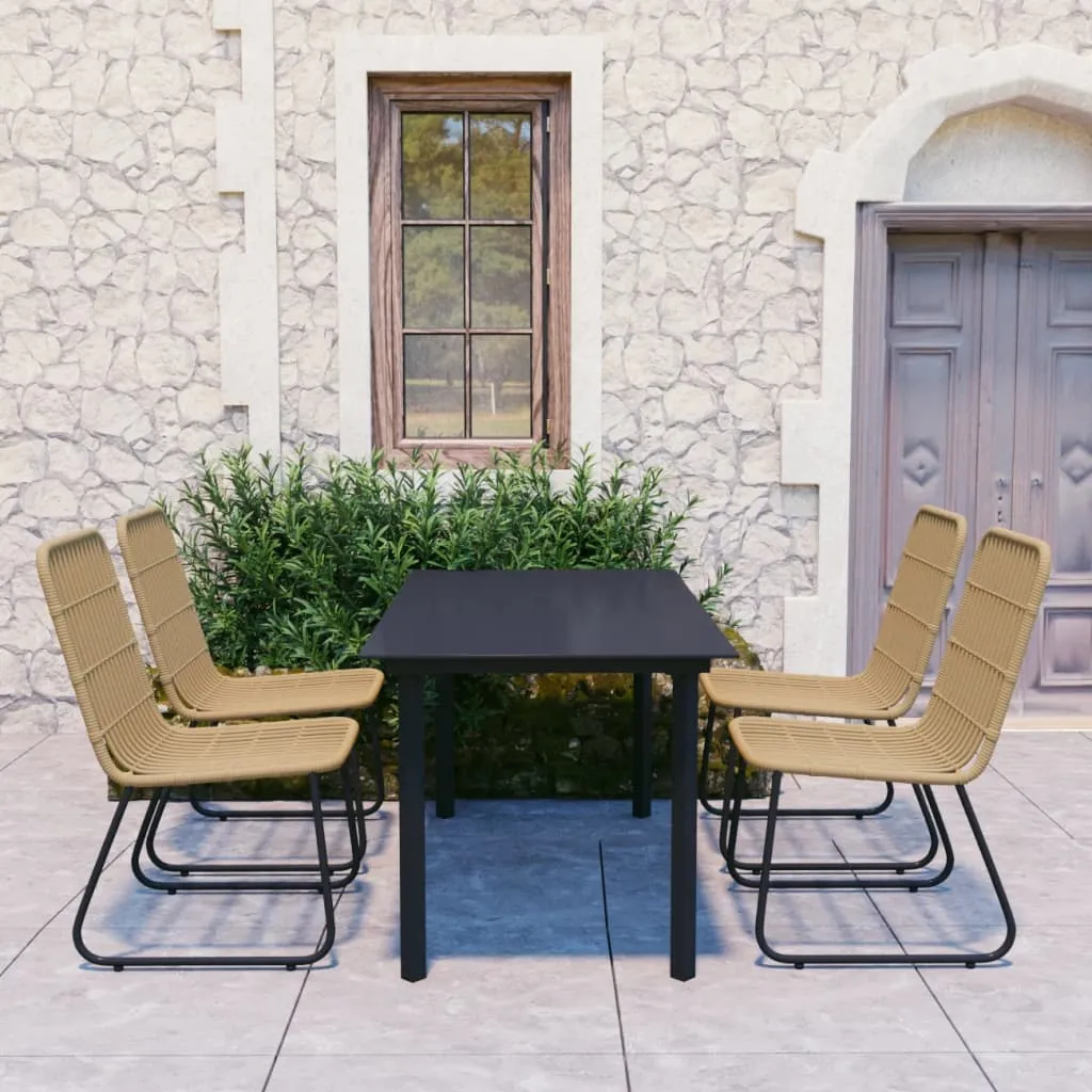 vidaXL Set da Pranzo da Giardino 5 pz in Polyrattan e Vetro