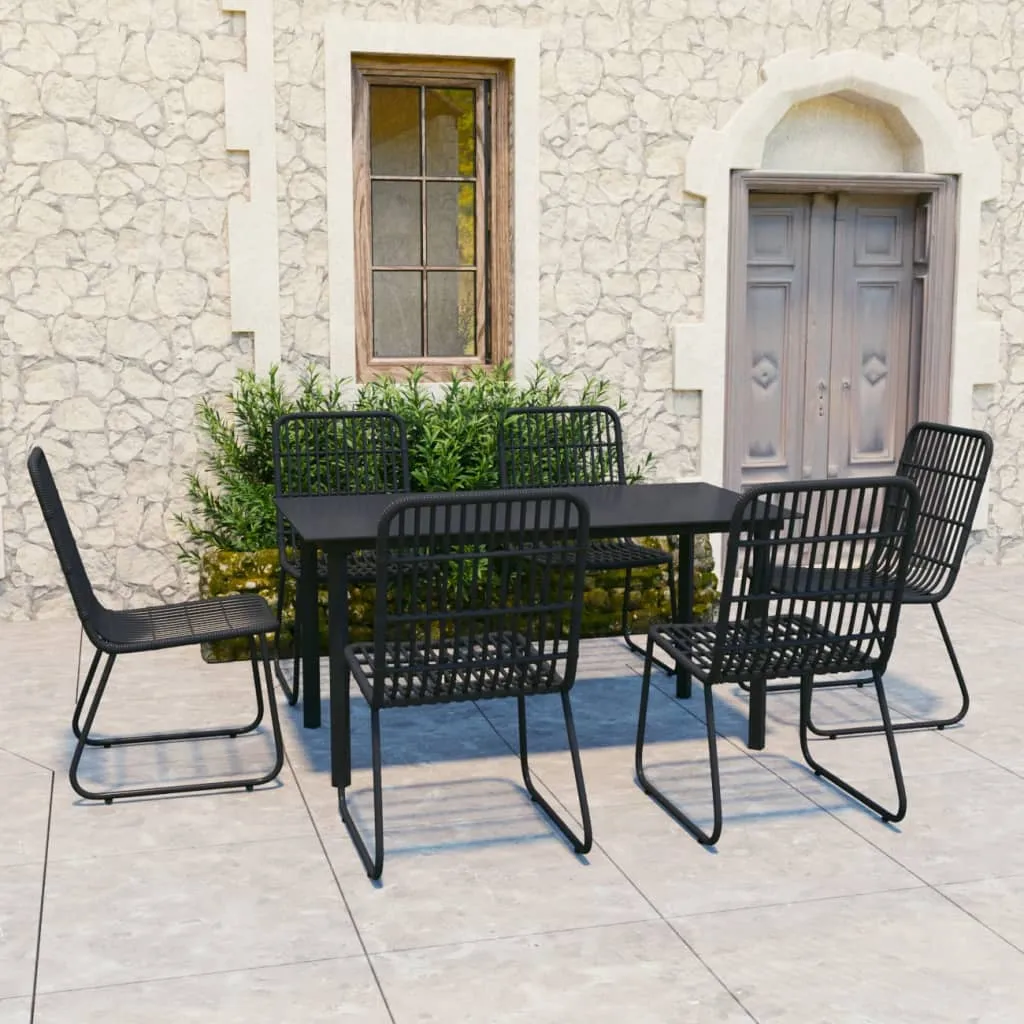 vidaXL Set da Pranzo da Giardino 7 pz in Polyrattan e Vetro