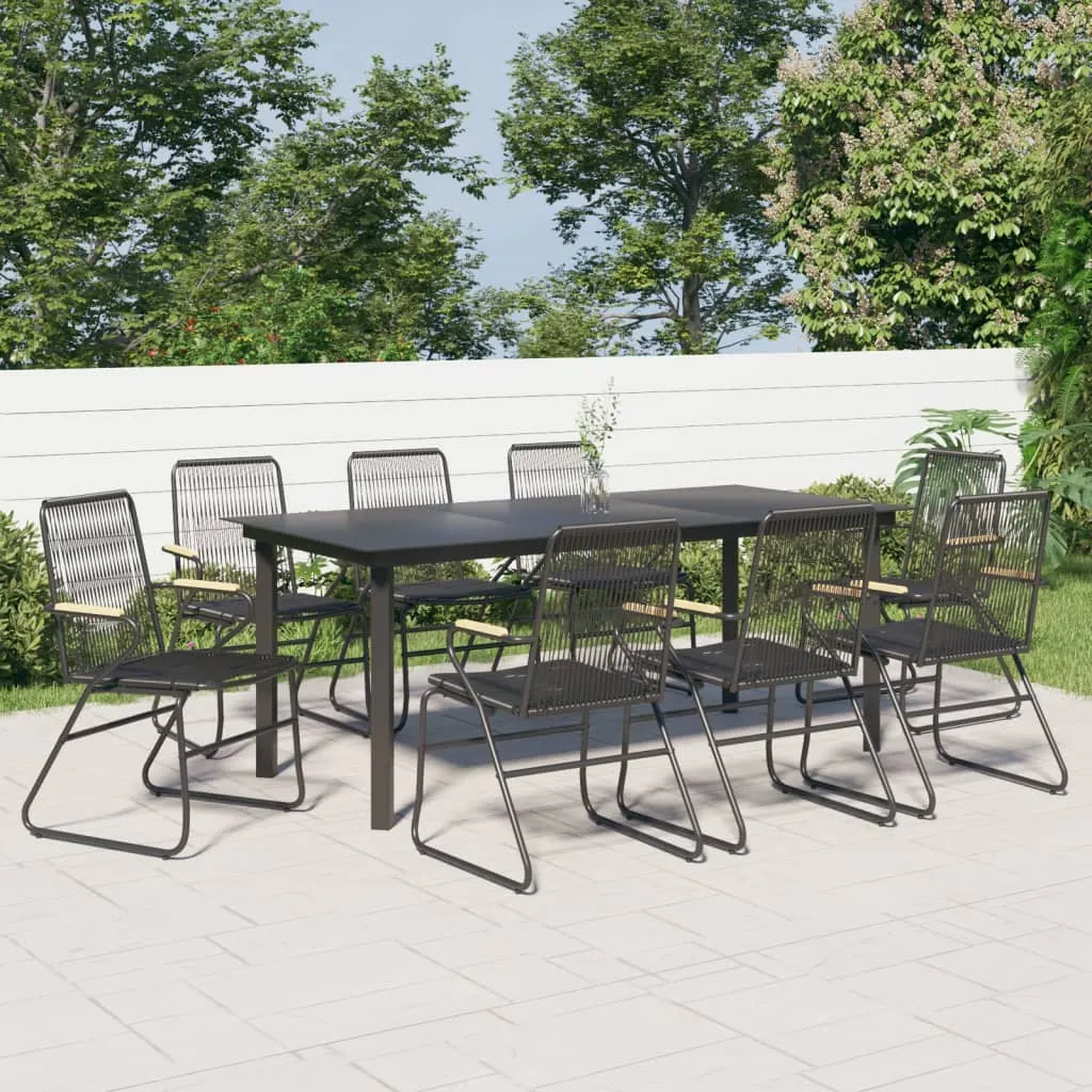 vidaXL Set da Pranzo da Giardino 9 pz Nero in Rattan PVC