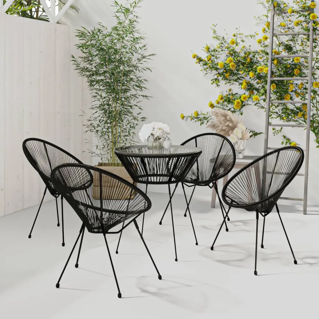 vidaXL Set da Pranzo per Giardino 5 pz in Rattan PVC Nero