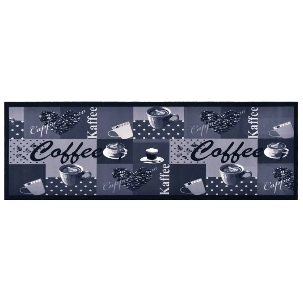 vidaXL Tappetino da Cucina Lavabile Caffè Blu 45x150 cm