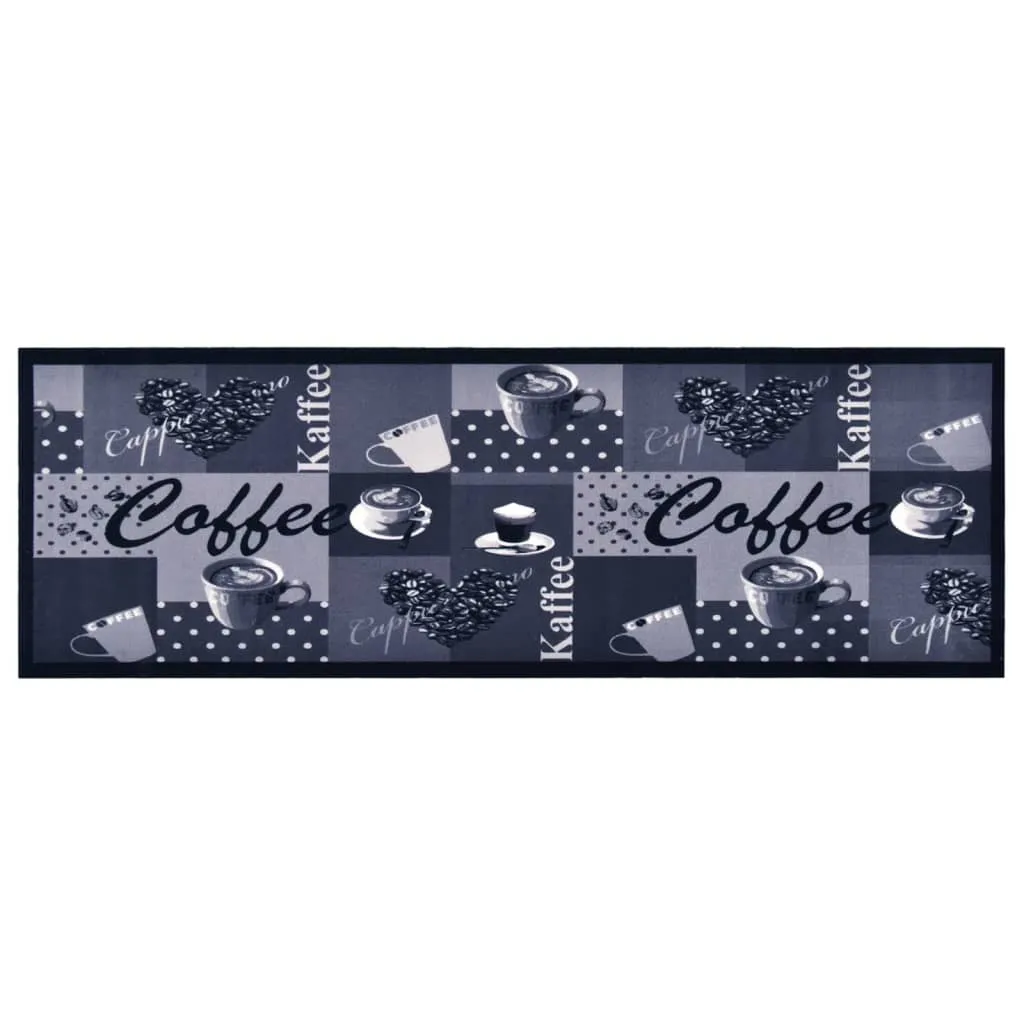 vidaXL Tappetino da Cucina Lavabile Caffè Blu 60x180 cm