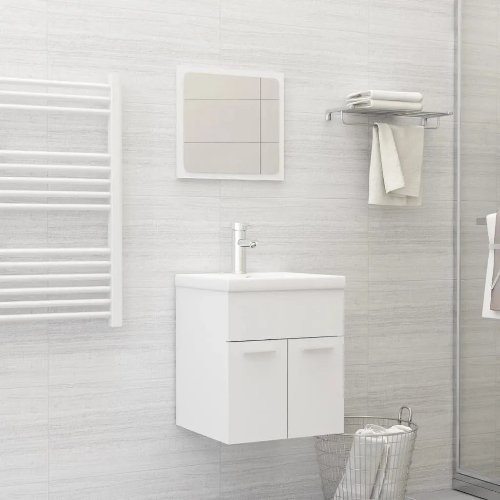 vidaXL Set Mobili da Bagno 2 pz Bianco in Legno Multistrato