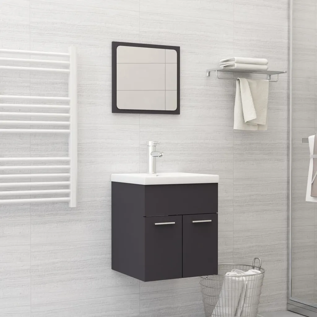 vidaXL Set Mobili da Bagno 2 pz Grigio in Legno Multistrato