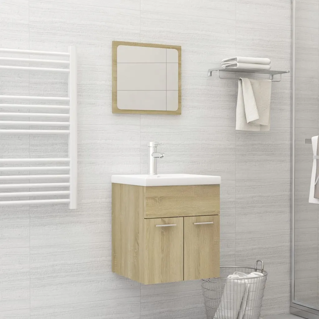 vidaXL Set Mobili da Bagno 2 pz Rovere Sonoma in Legno Multistrato