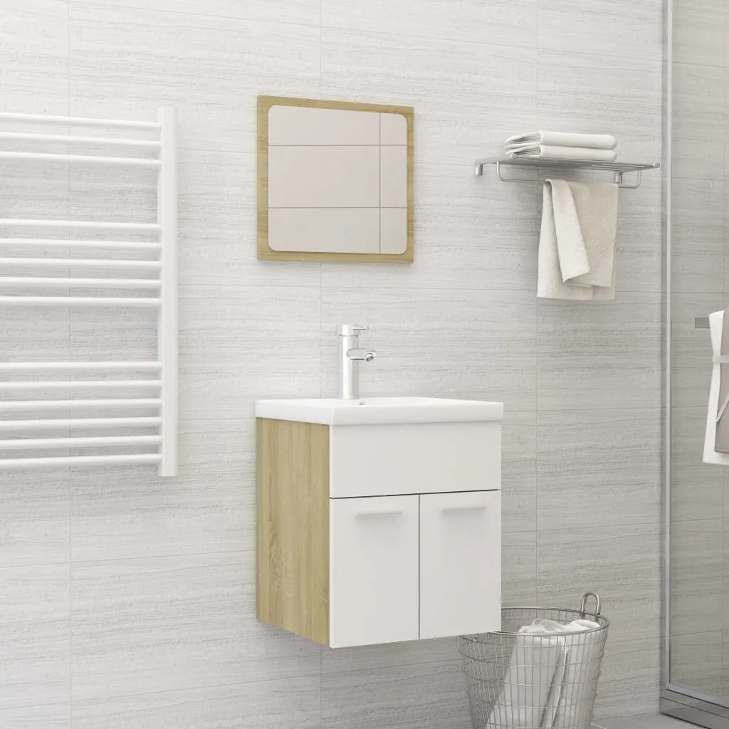 vidaXL Set Mobili da Bagno 2 pz Bianco e Sonoma in Legno Multistrato