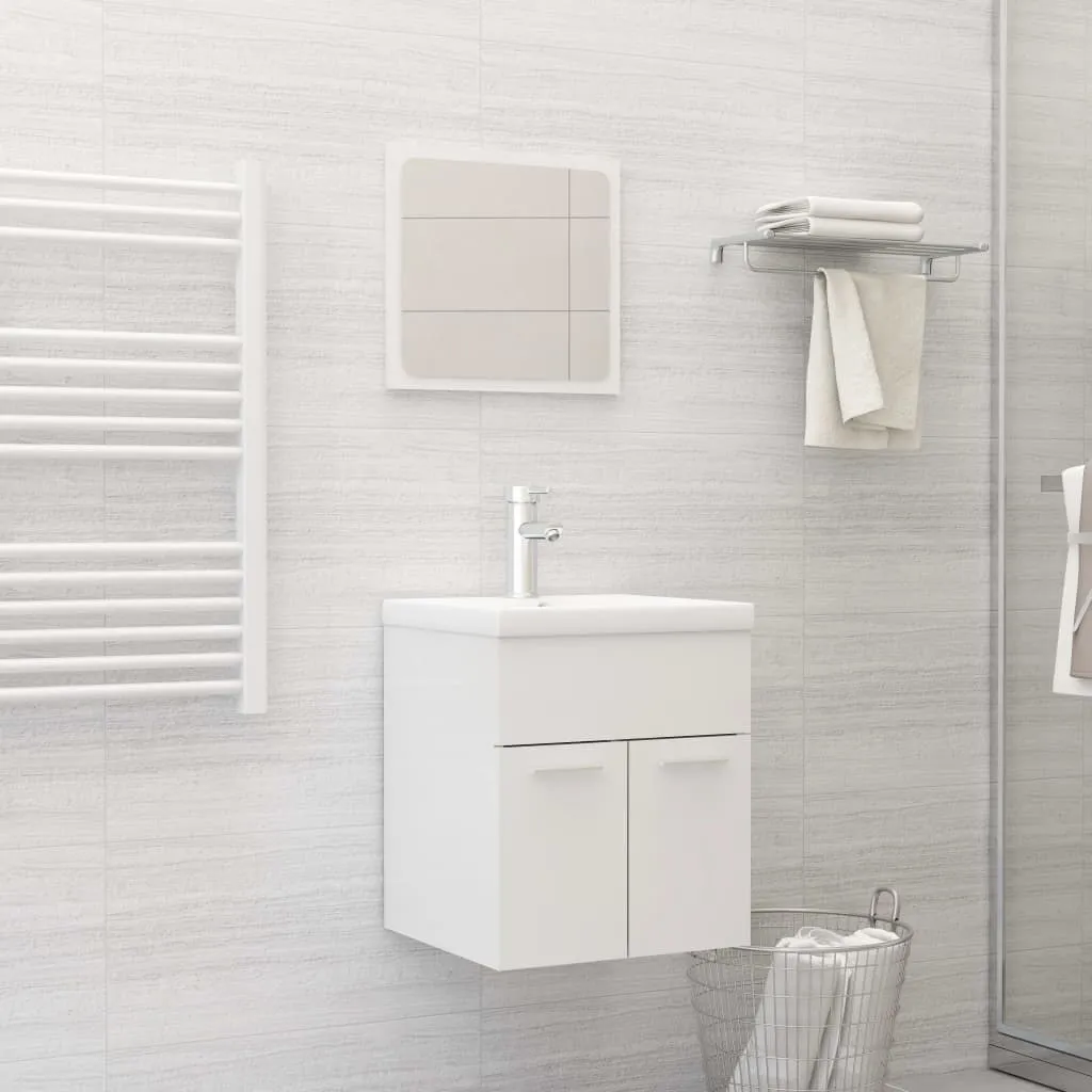 vidaXL Set Mobili da Bagno 2 pz Bianco Lucido in Legno Multistrato