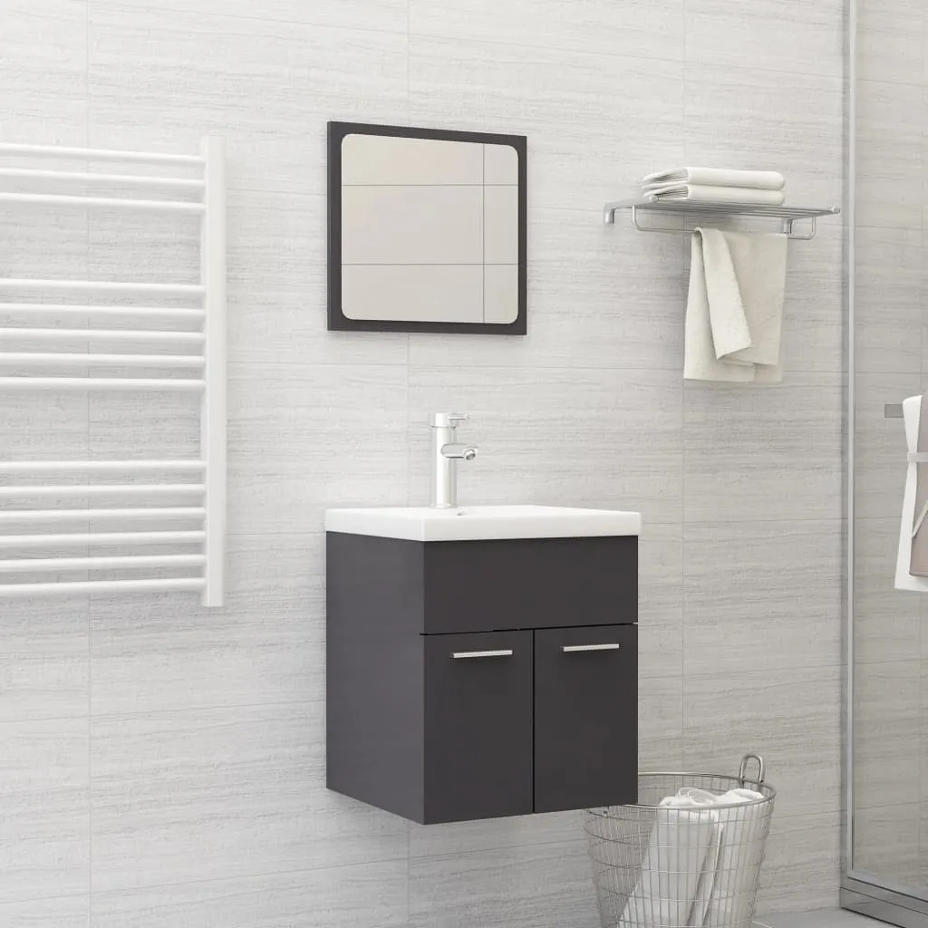 vidaXL Set Mobili da Bagno 2 pz Grigio Lucido in Legno Multistrato