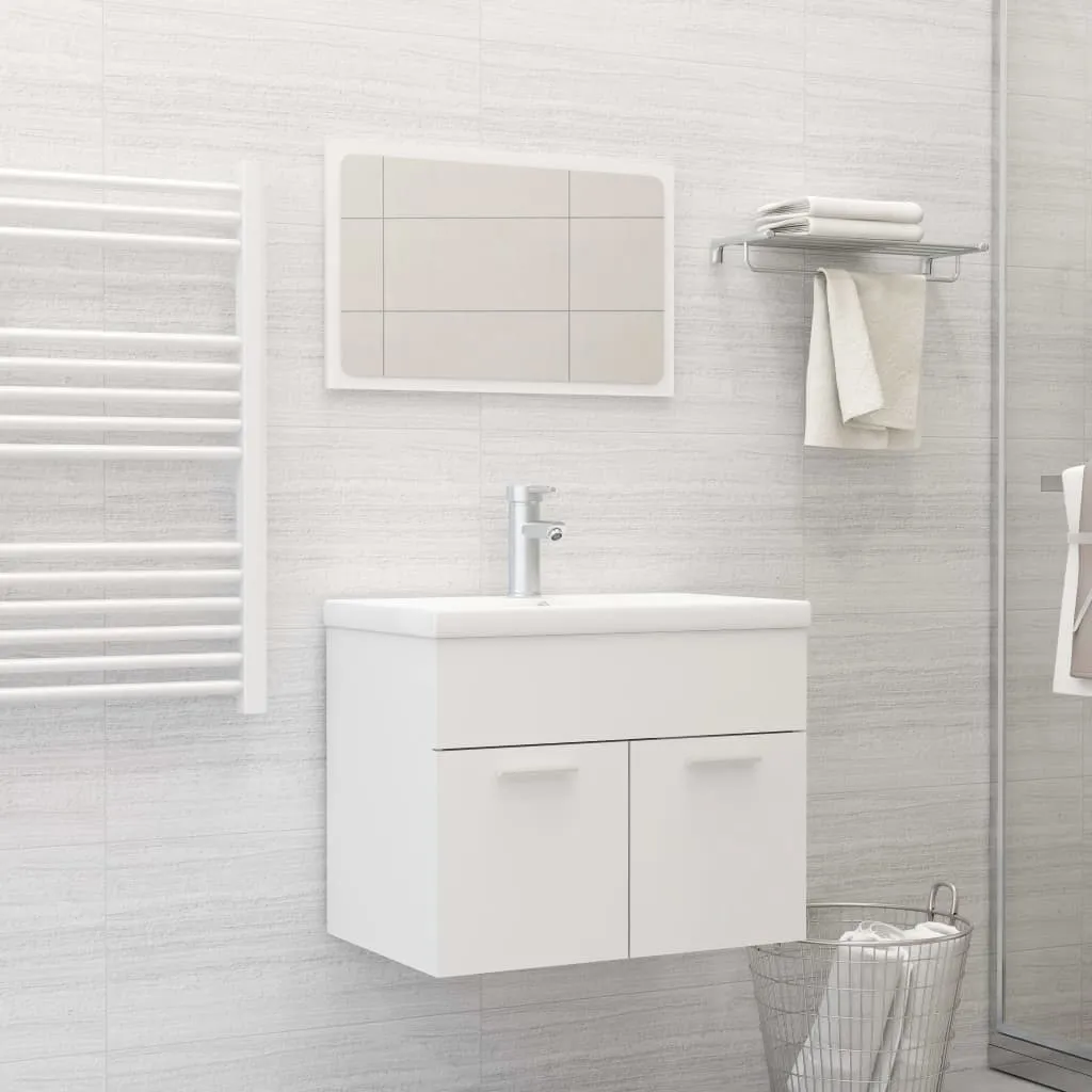 vidaXL Set Mobili da Bagno 2 pz Bianco in Legno Multistrato