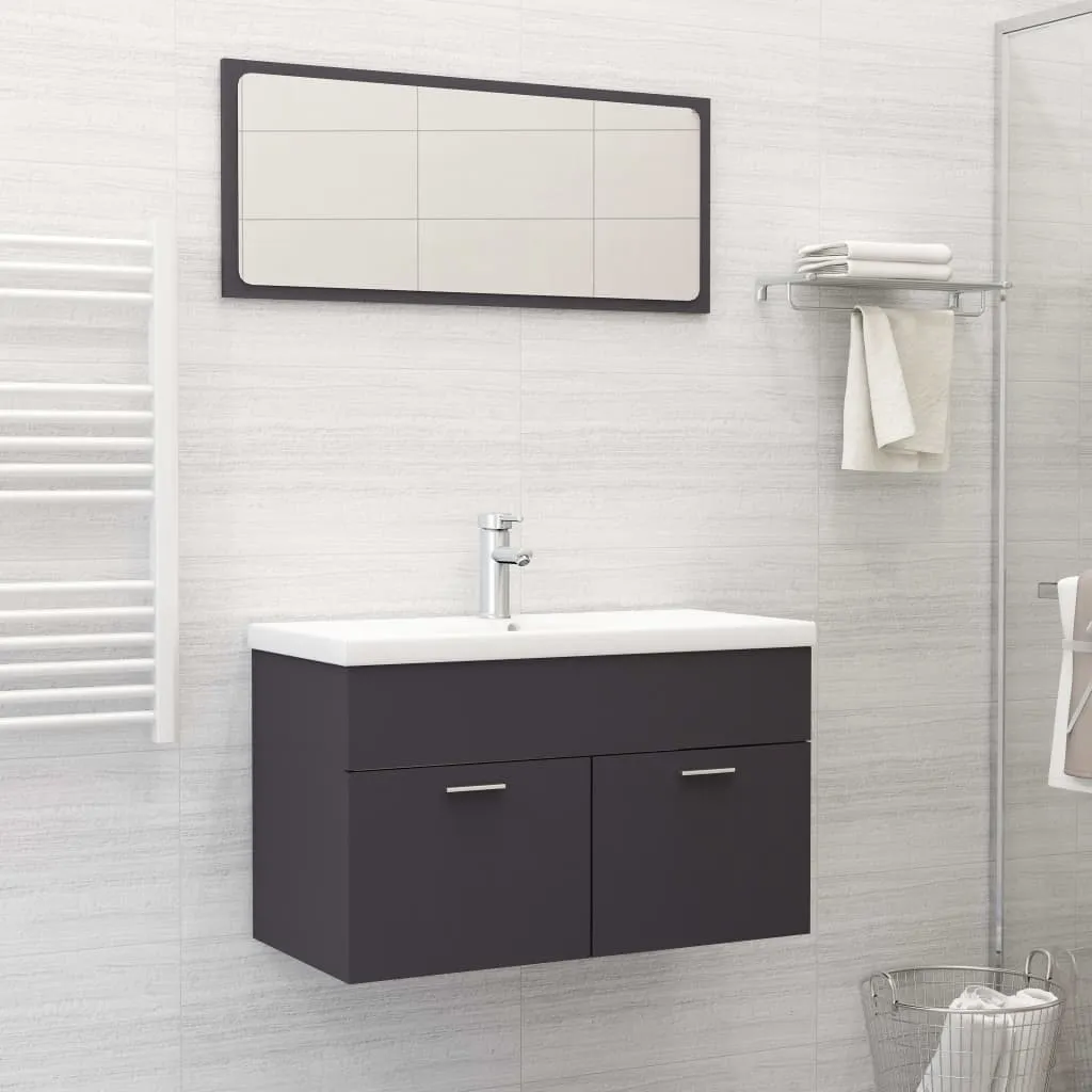 vidaXL Set Mobili da Bagno 2 pz Grigio in Legno Multistrato