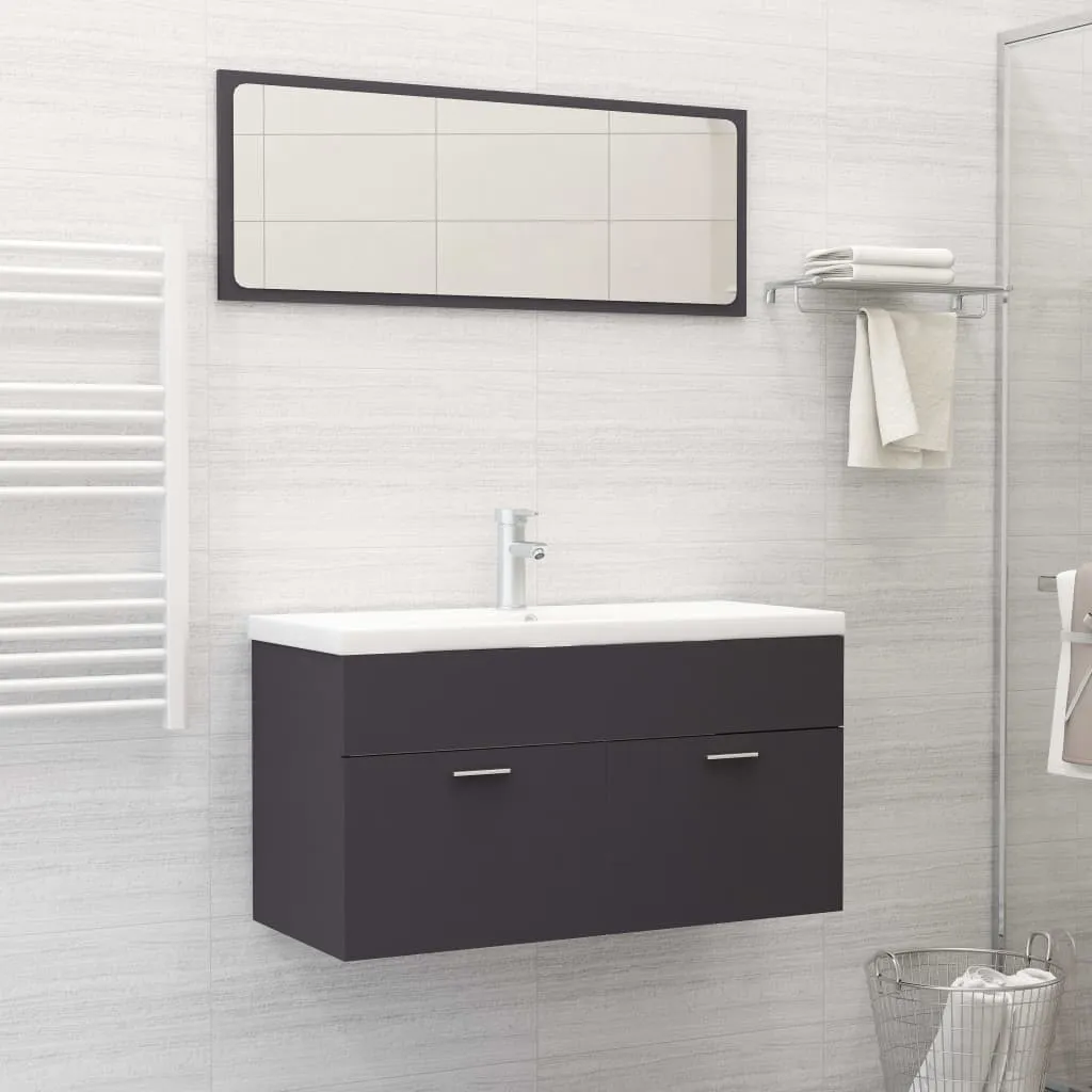 vidaXL Set Mobili da Bagno 2 pz Grigio in Legno Multistrato