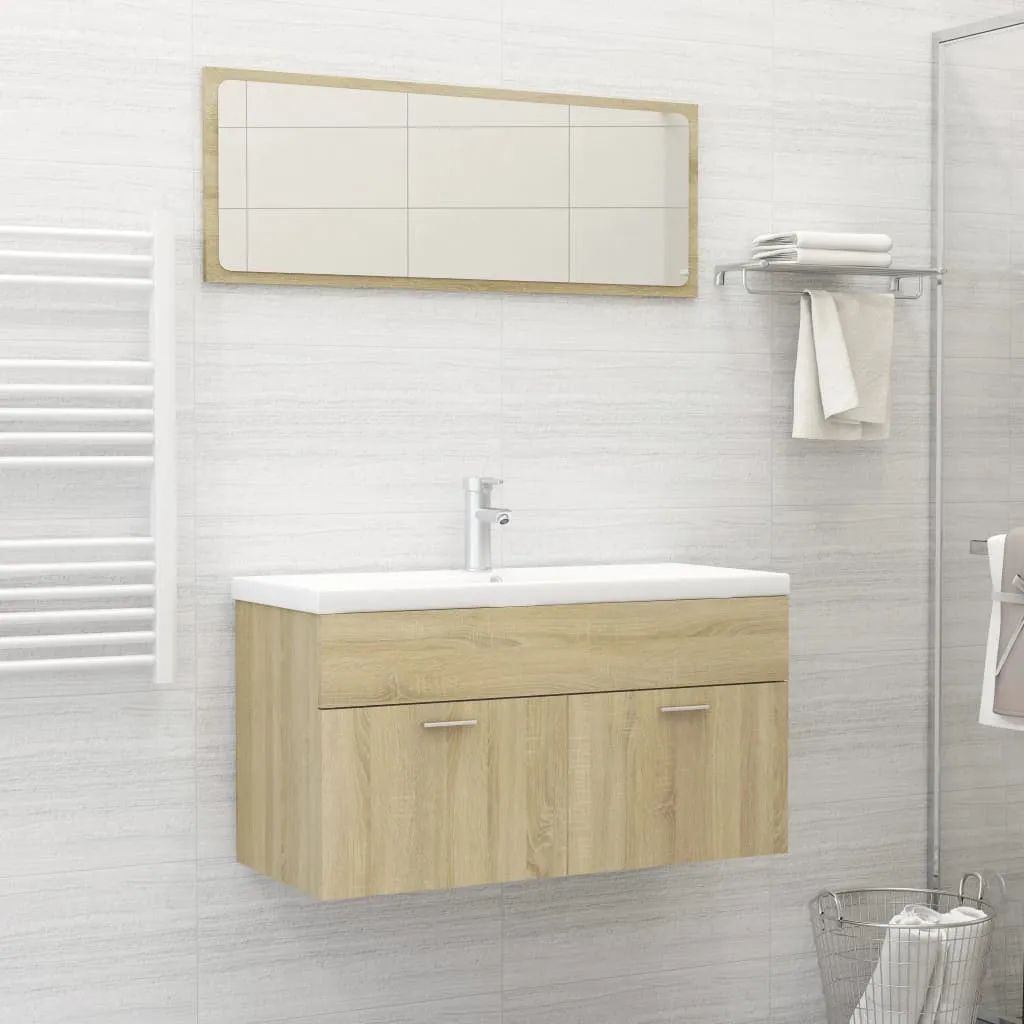 vidaXL Set Mobili da Bagno 2 pz Rovere Sonoma in Legno Multistrato