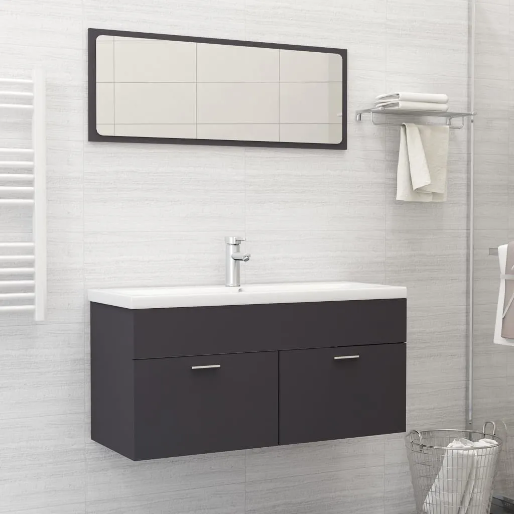 vidaXL Set Mobili da Bagno 2 pz Grigio in Legno Multistrato