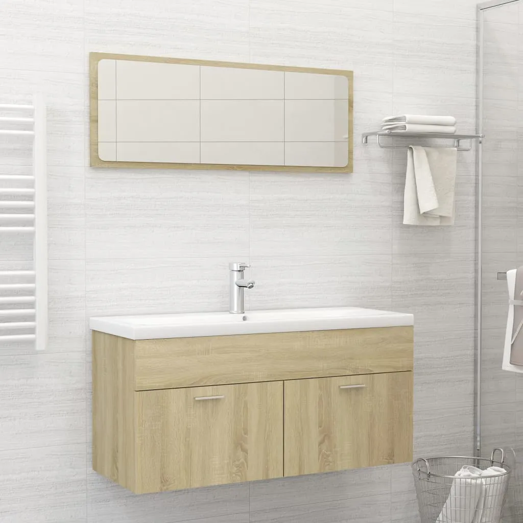 vidaXL Set Mobili da Bagno 2 pz Rovere Sonoma in Legno Multistrato