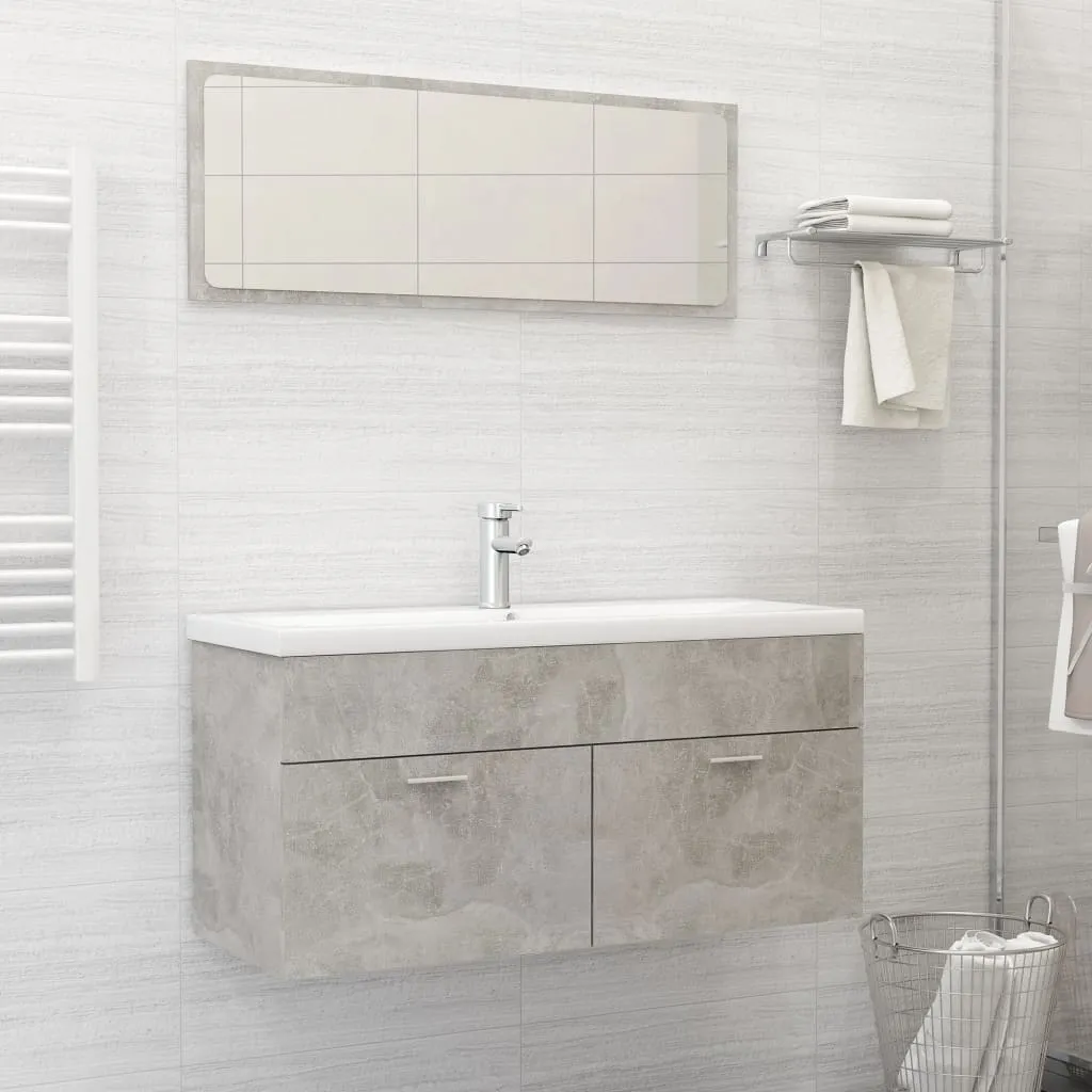 vidaXL Set Mobili da Bagno 2 pz Grigio Cemento in Legno Multistrato