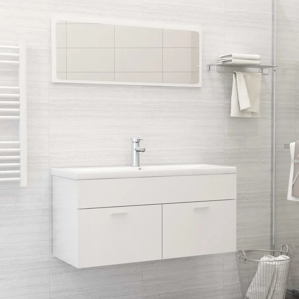 vidaXL Set Mobili da Bagno 2 pz Bianco Lucido in Legno Multistrato