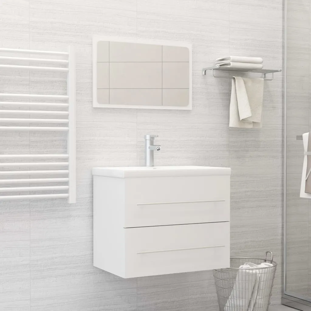 vidaXL Set Mobili da Bagno 2 pz Bianco in Truciolato