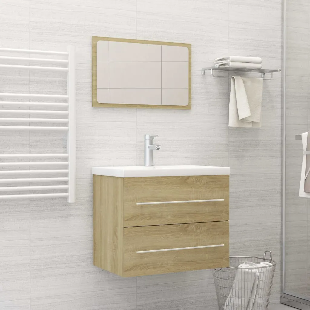 vidaXL Set Mobili da Bagno 2 pz Rovere Sonoma in Truciolato