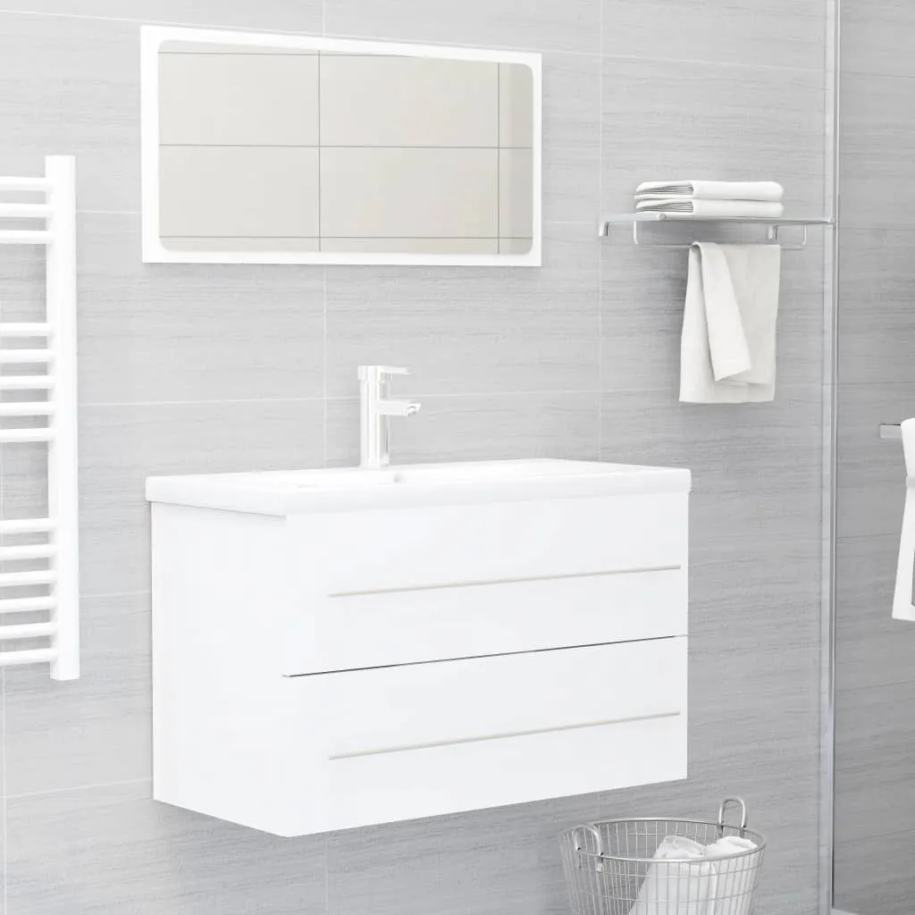 vidaXL Set Mobili da Bagno 2 pz Bianco in Legno Multistrato