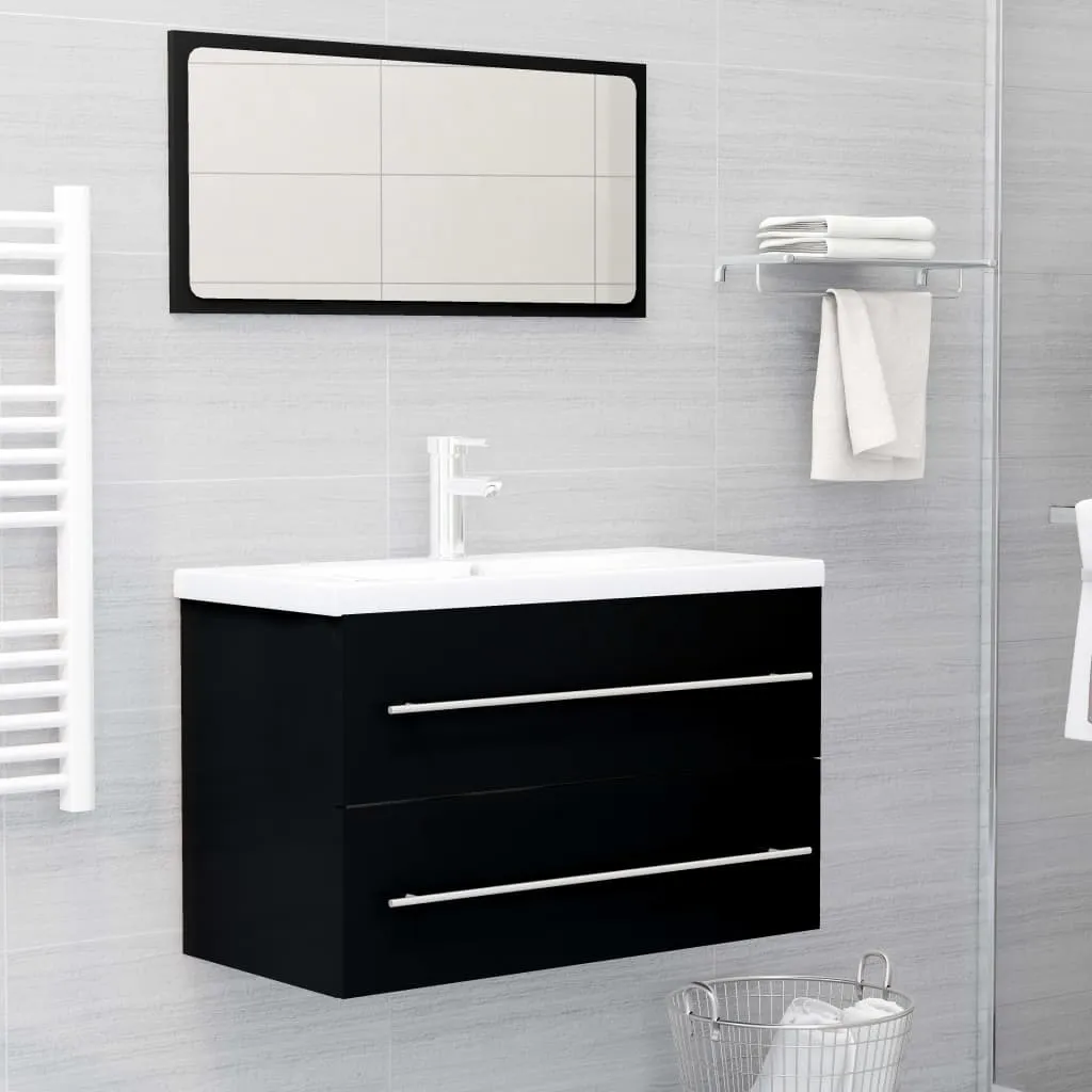 vidaXL Set Mobili da Bagno 2 pz Nero in Legno Multistrato