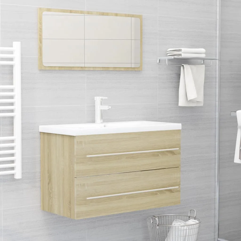 vidaXL Set Mobili da Bagno 2 pz Rovere Sonoma in Legno Multistrato