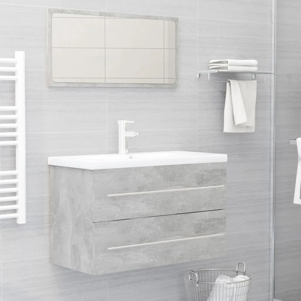 vidaXL Set Mobili da Bagno 2 pz Grigio Cemento in Legno Multistrato