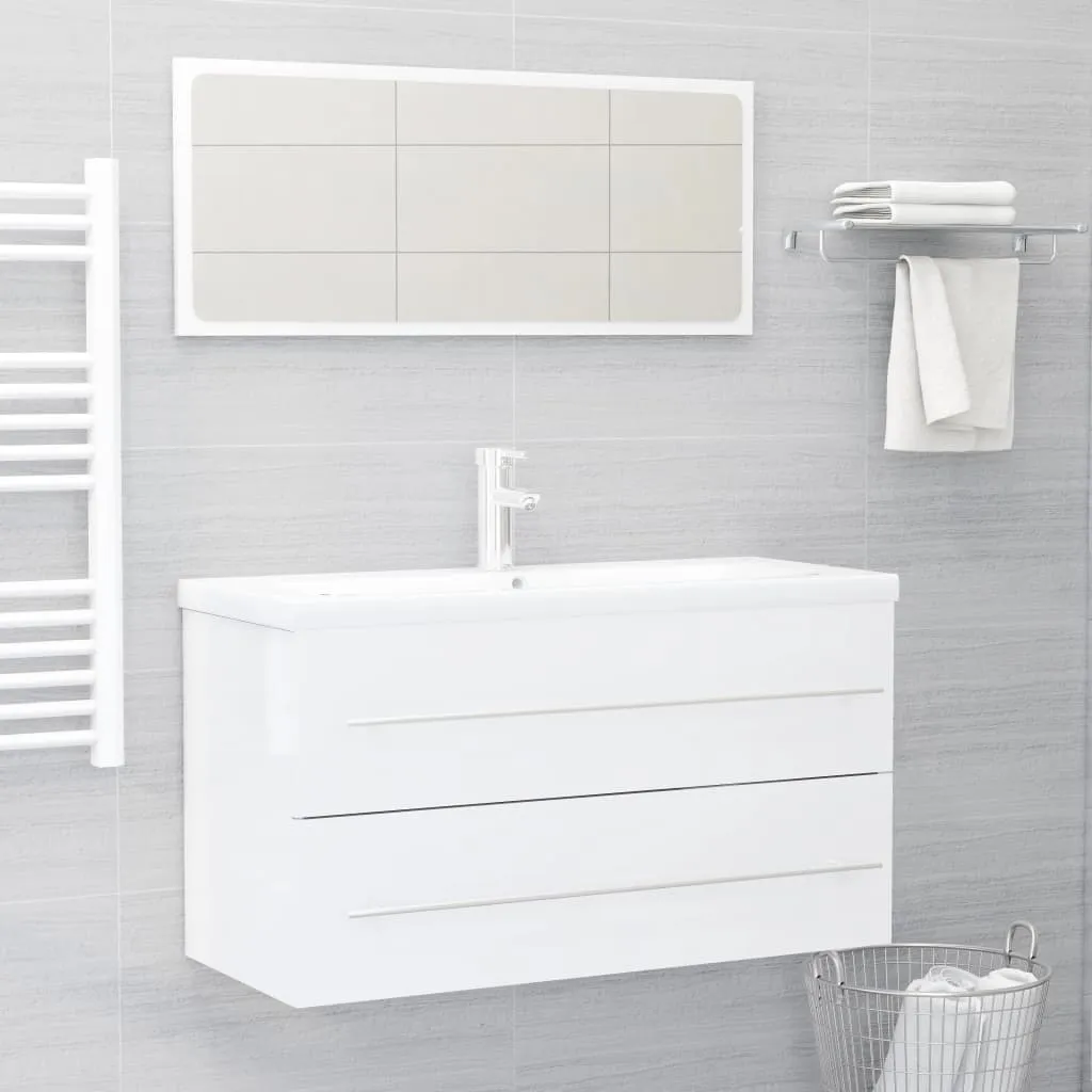 vidaXL Set Mobili da Bagno 2 pz Bianco in Legno Multistrato