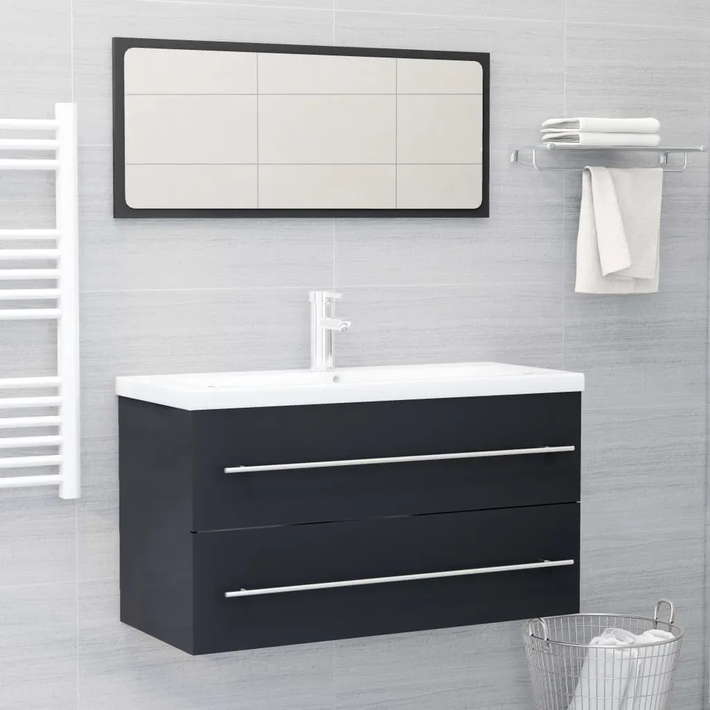 vidaXL Set Mobili da Bagno 2 pz Grigio in Legno Multistrato