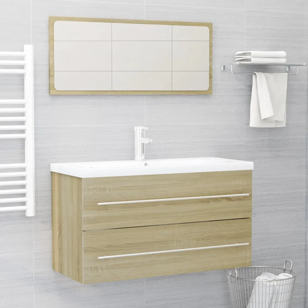 vidaXL Set Mobili da Bagno 2 pz Rovere Sonoma in Legno Multistrato