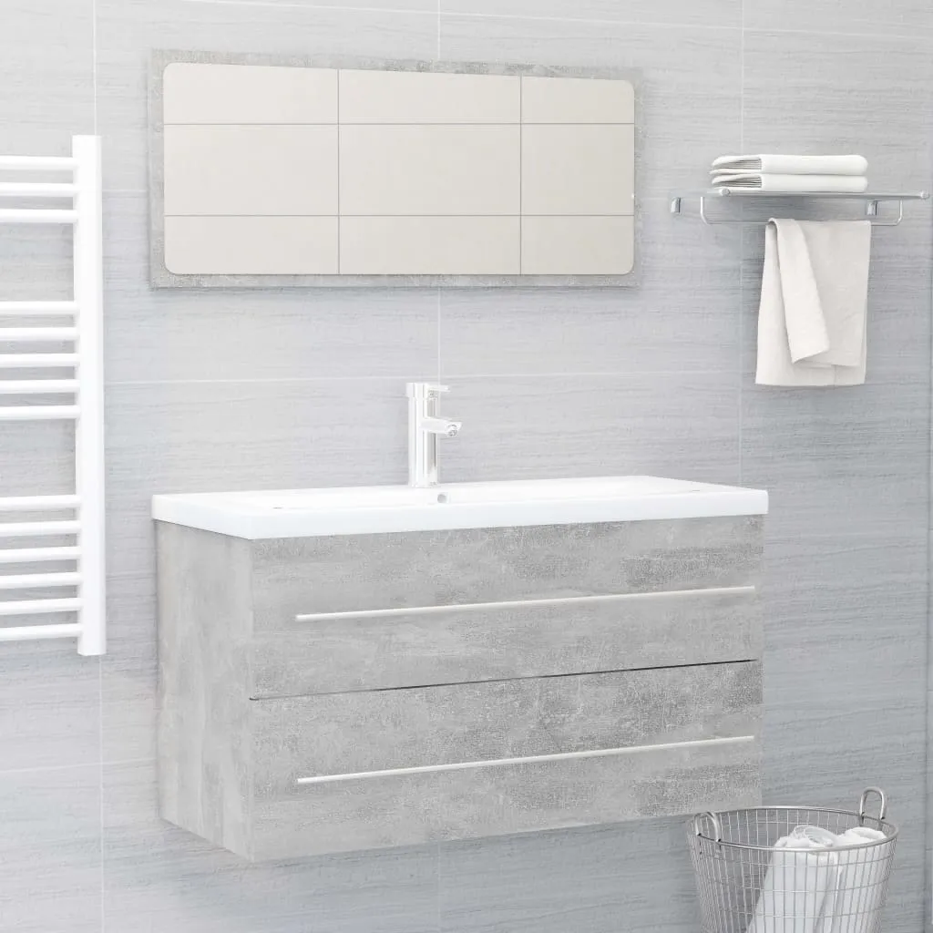 vidaXL Set Mobili da Bagno 2 pz Grigio Cemento in Legno Multistrato